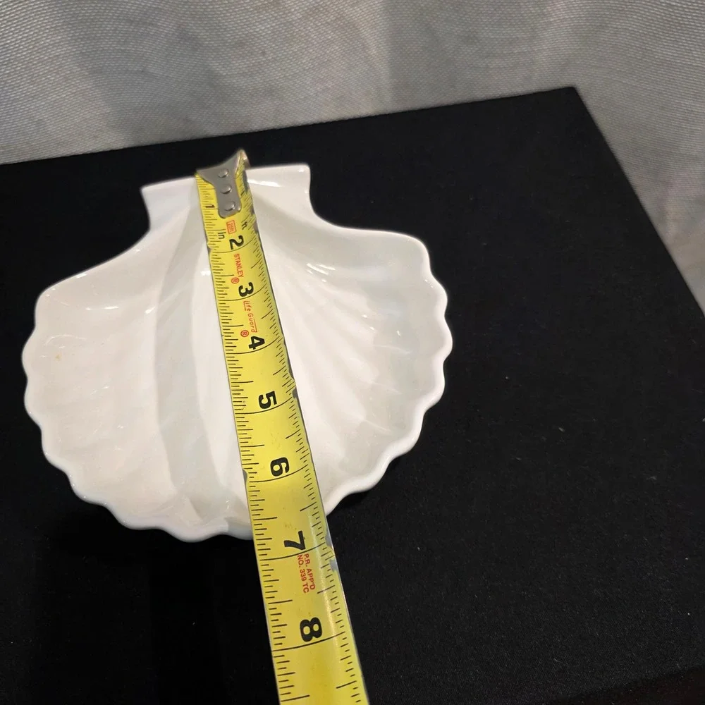 Vintage Japanese Scallop Shell Ceramic Dish, Appetizer Plate, Trinket Tray